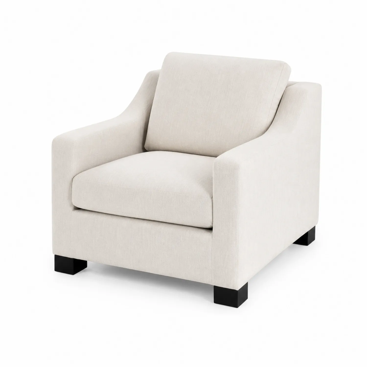 Fauteuil en tissu beige avec pieds en bois-Mavtrivaris