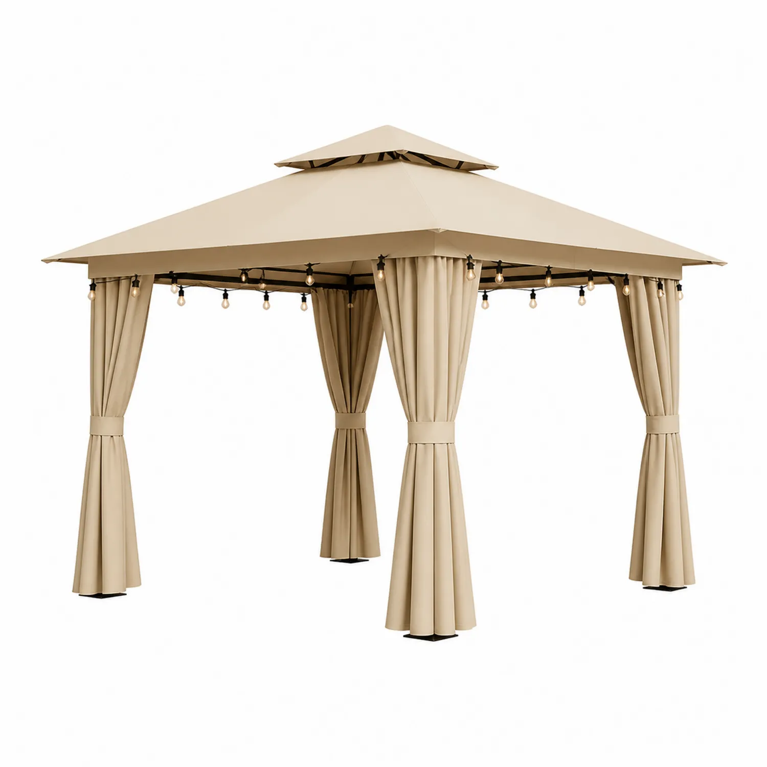 Tonnelle de Jardin en Acier et Polyester Beige 3x3 m-Mavtrivaris