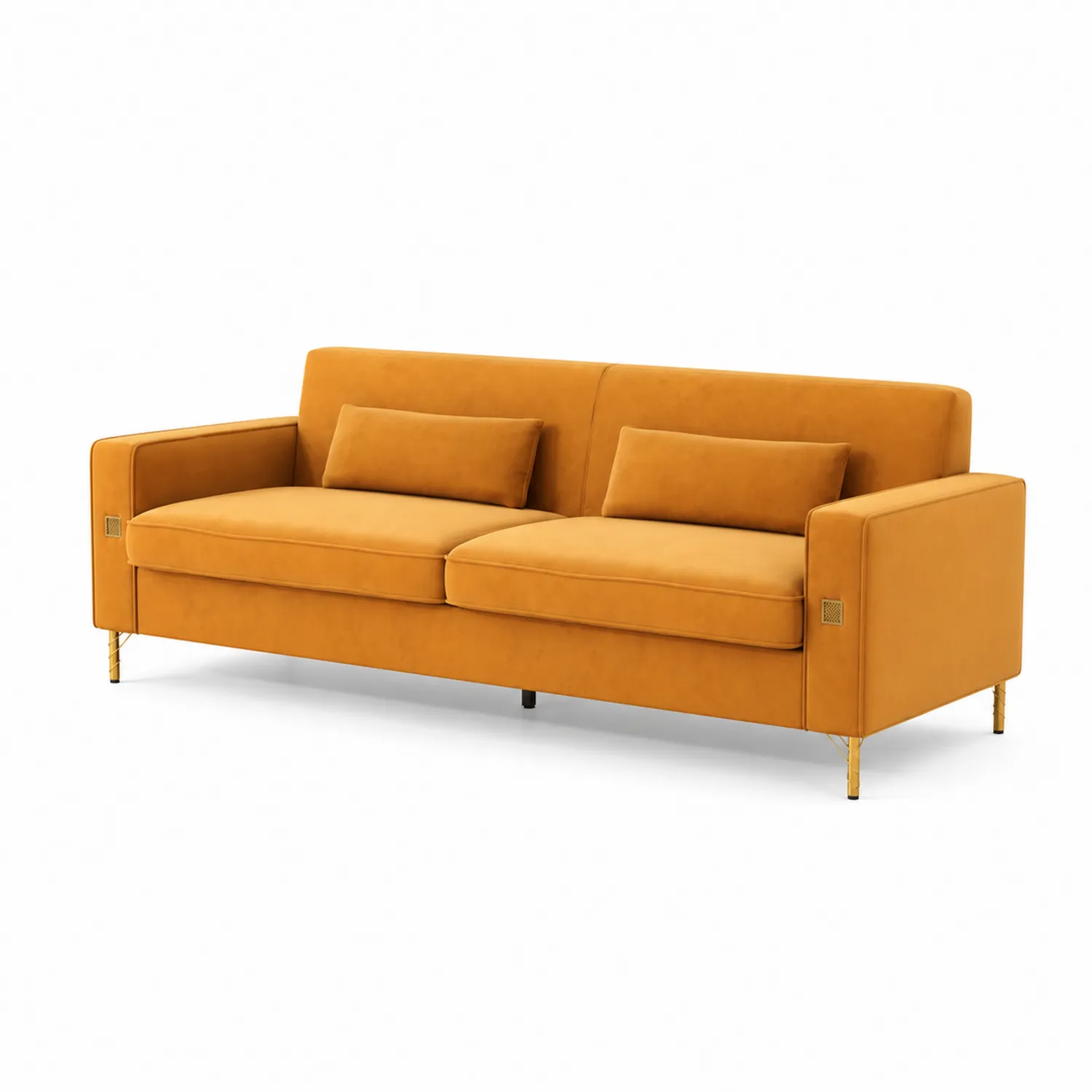 Canapé en velours jaune moutarde 200x90x85cm-Mavtrivaris