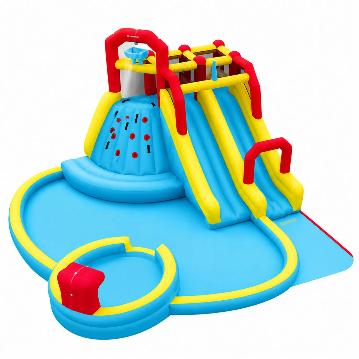 Structure gonflable avec toboggan et piscine en PVC Bleu/Jaune-Mavtrivaris