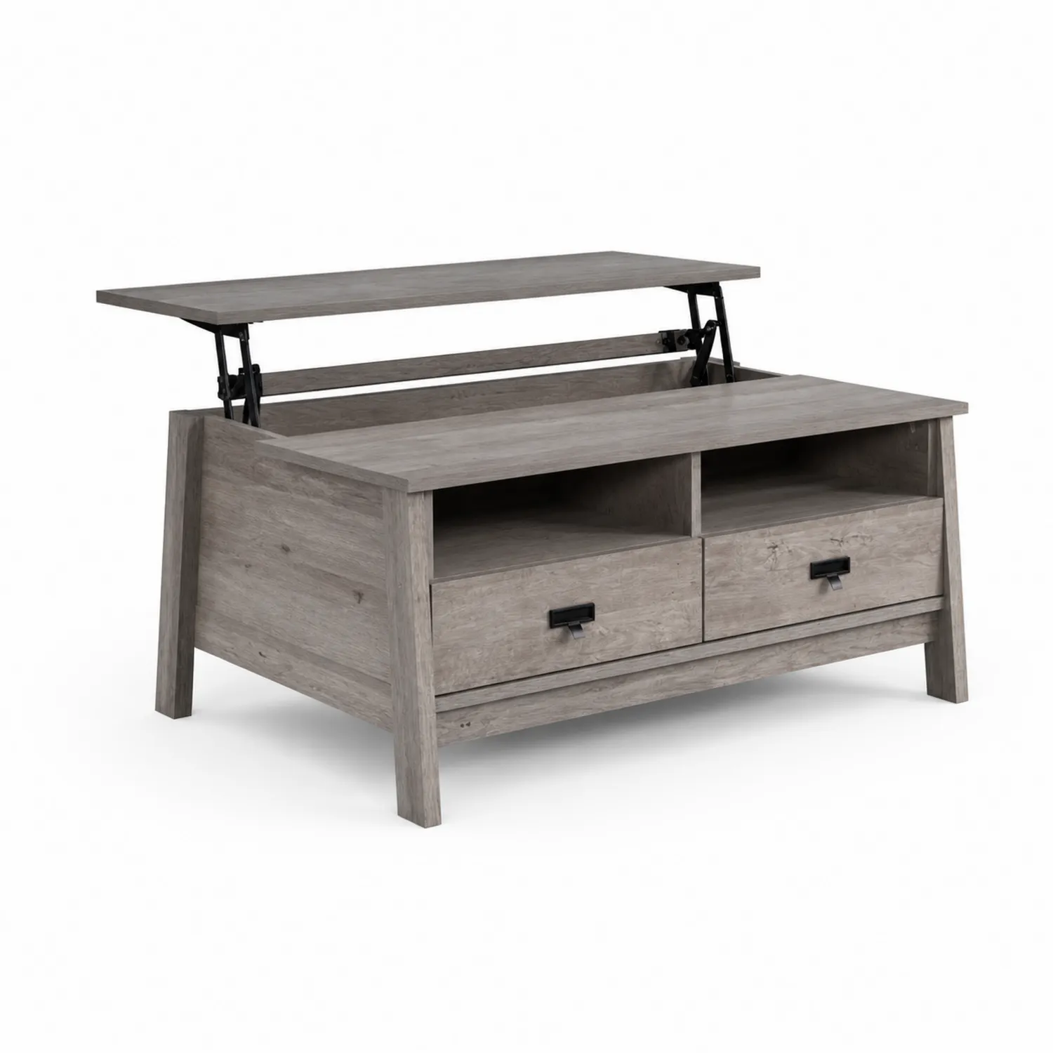Table basse en bois avec plateau relevable et tiroirs Gris-Mavtrivaris