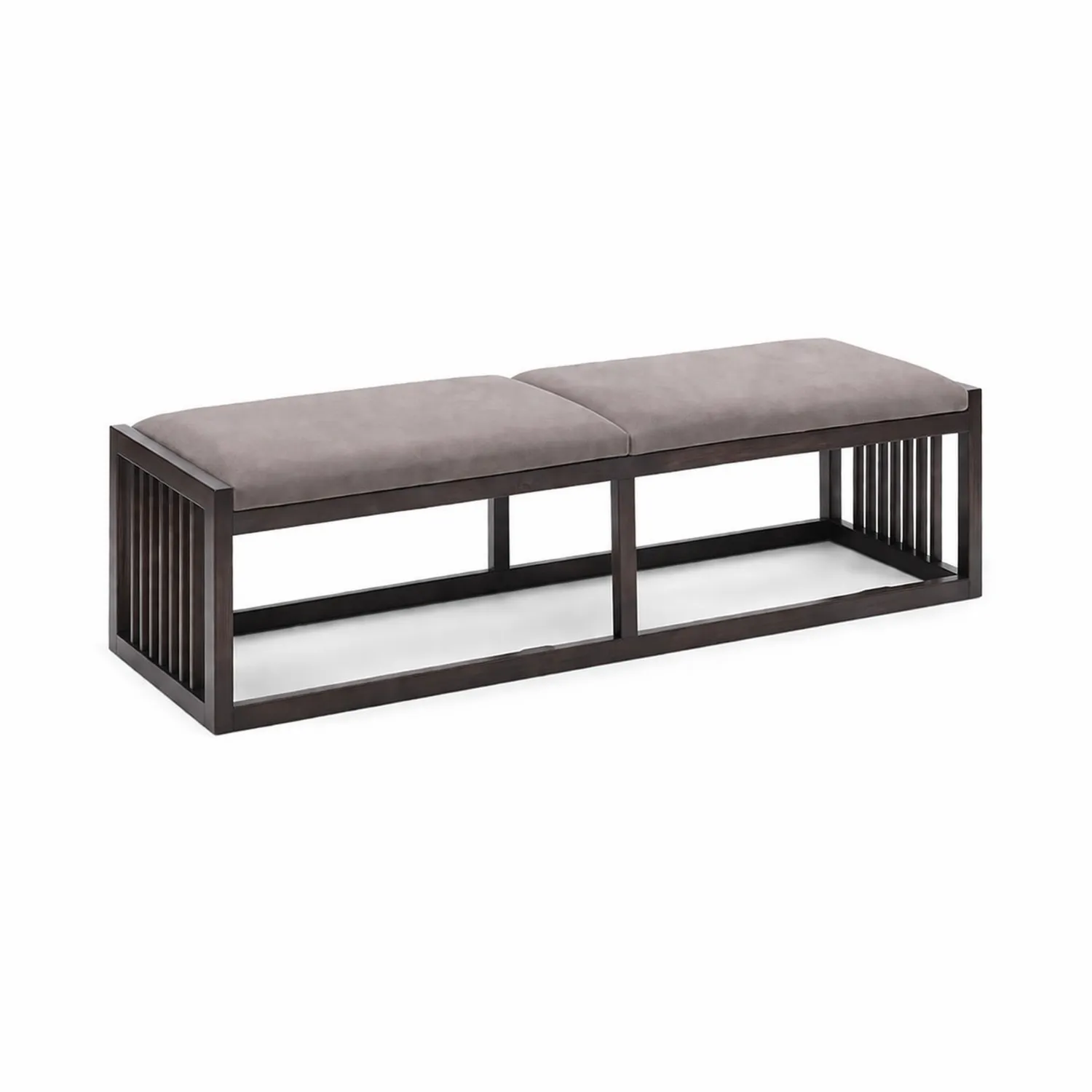 Banc en Bois et Tissu Gris avec Coussins 120x40x45 cm-Mavtrivaris