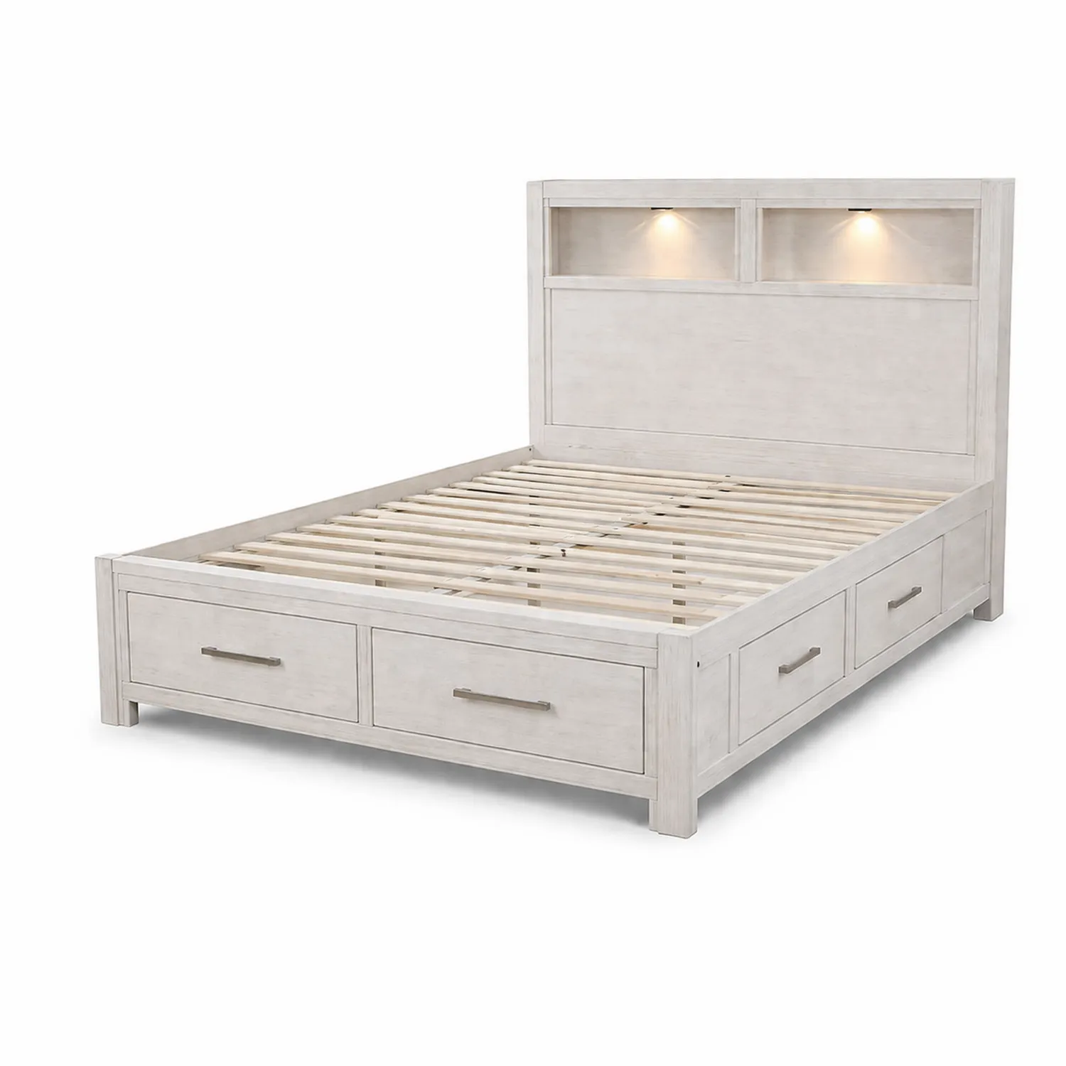 Lit en Bois avec Rangements et Éclairage LED 200x160 cm-Mavtrivaris