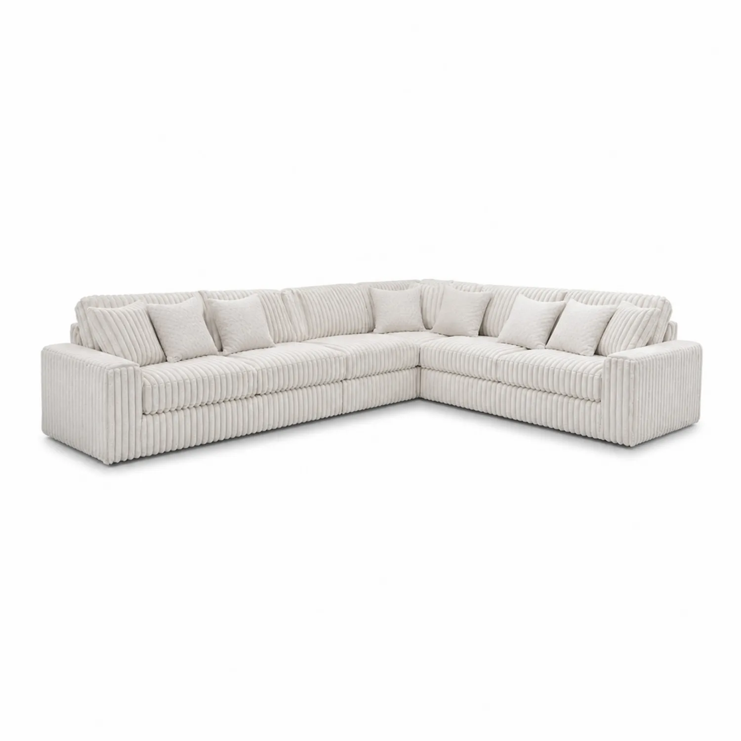 Canapé d'angle modulaire en tissu côtelé Blanc-Mavtrivaris