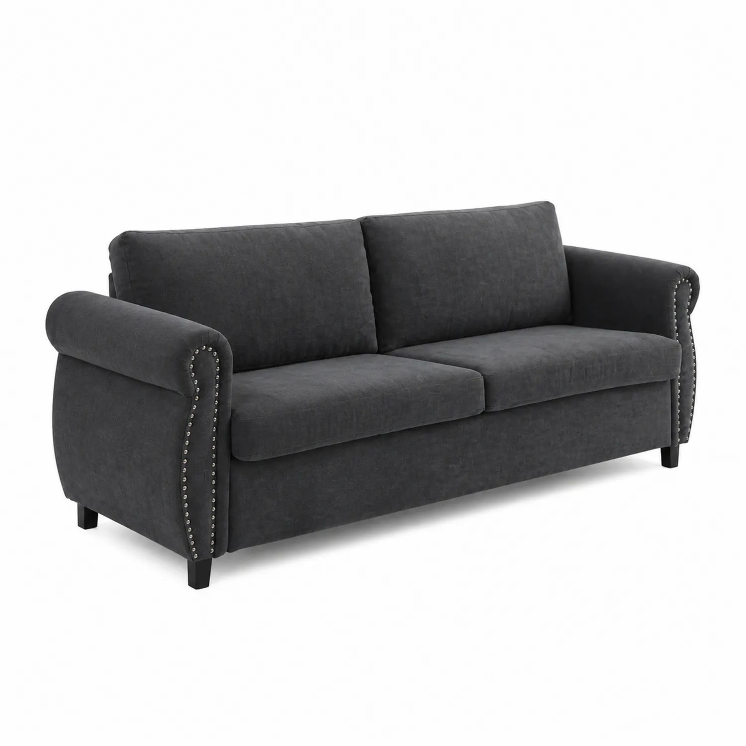 Canapé 2 places en bois et tissu gris anthracite-Mavtrivaris