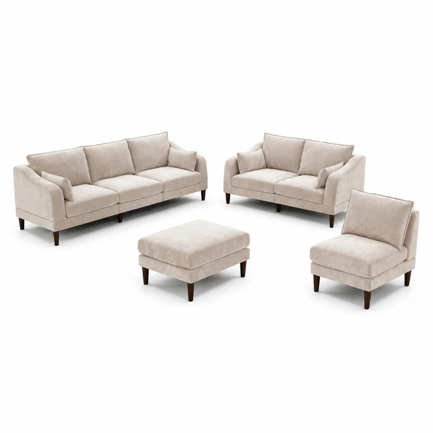 Ensemble de mobilier modulaire en tissu beige-Mavtrivaris
