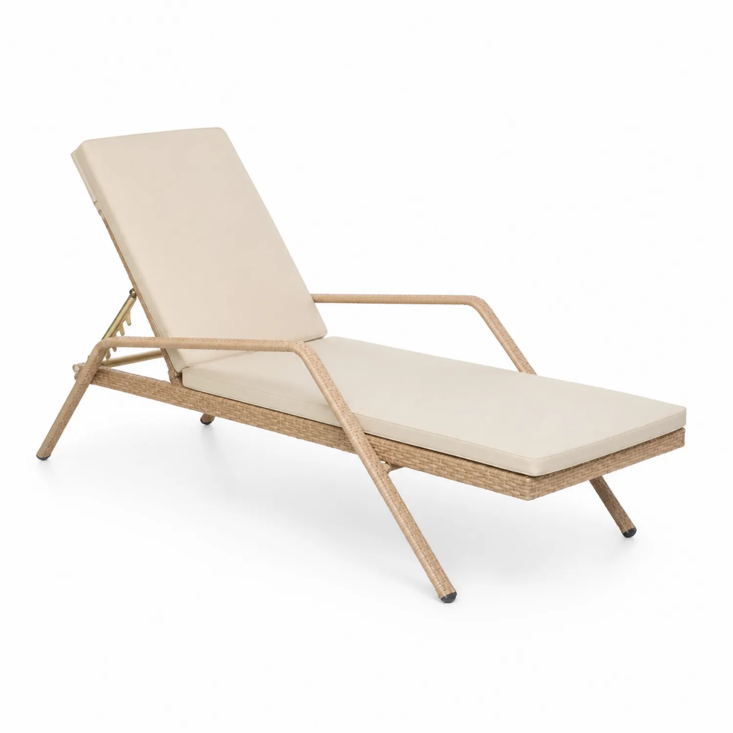 Chaise Longue de Jardin en Aluminium et Résine Tressée Beige-Mavtrivaris