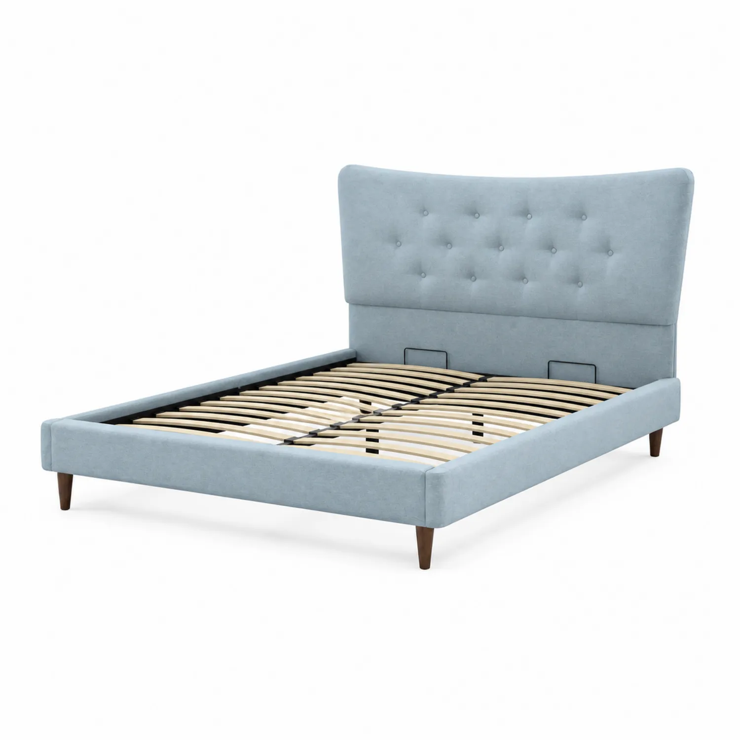 Lit double en bois avec tissu 140x200 cm Bleu-Mavtrivaris