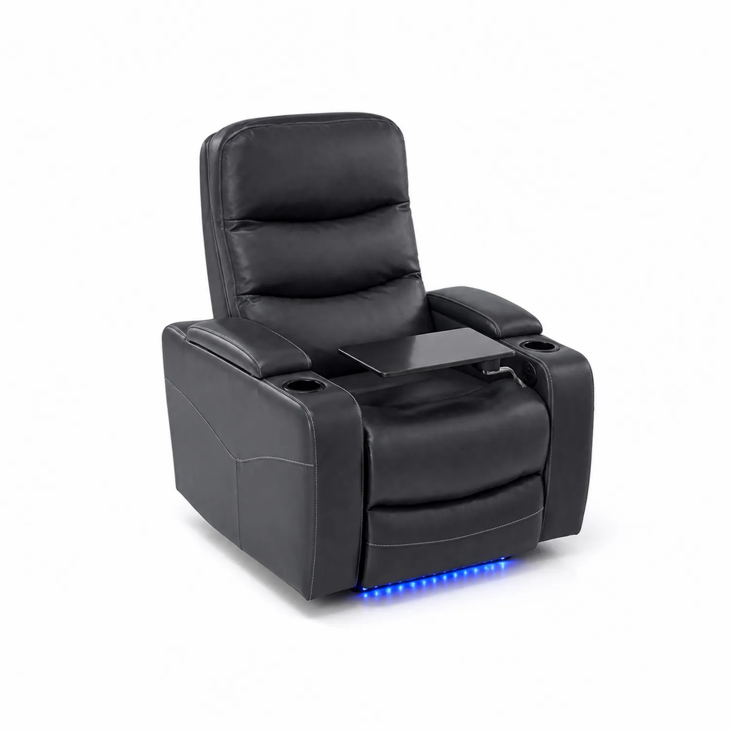 Fauteuil inclinable en cuir synthétique noir avec éclairage LED-Mavtrivaris