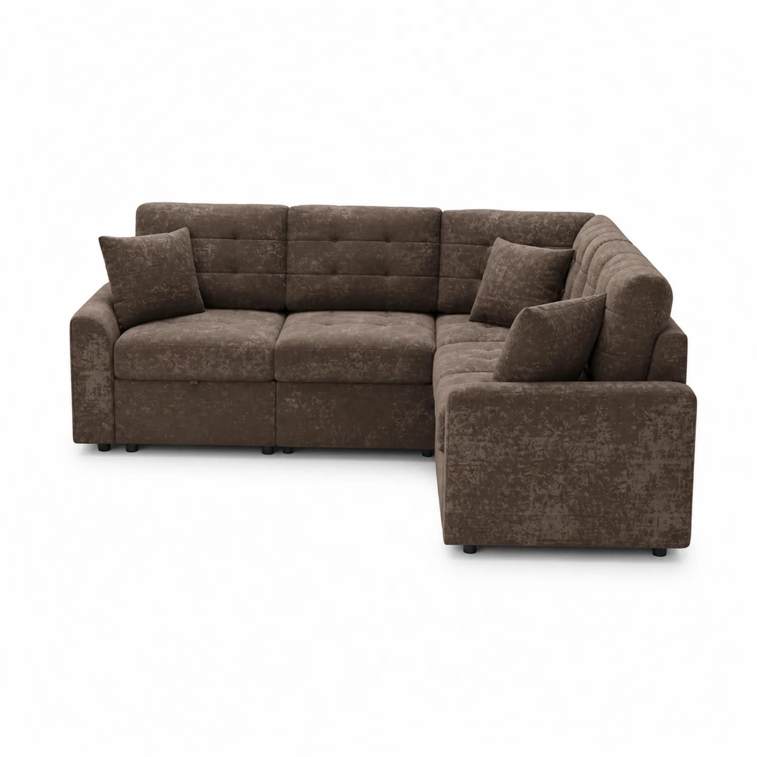 Canapé d'angle modulaire en tissu polyester marron-Mavtrivaris