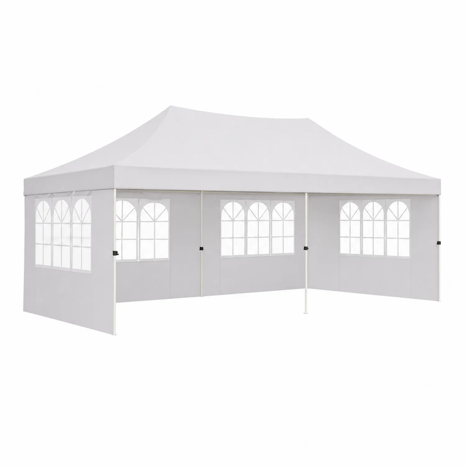 Tonnelle de jardin en acier et polyester avec parois blanches 6x3m-Mavtrivaris