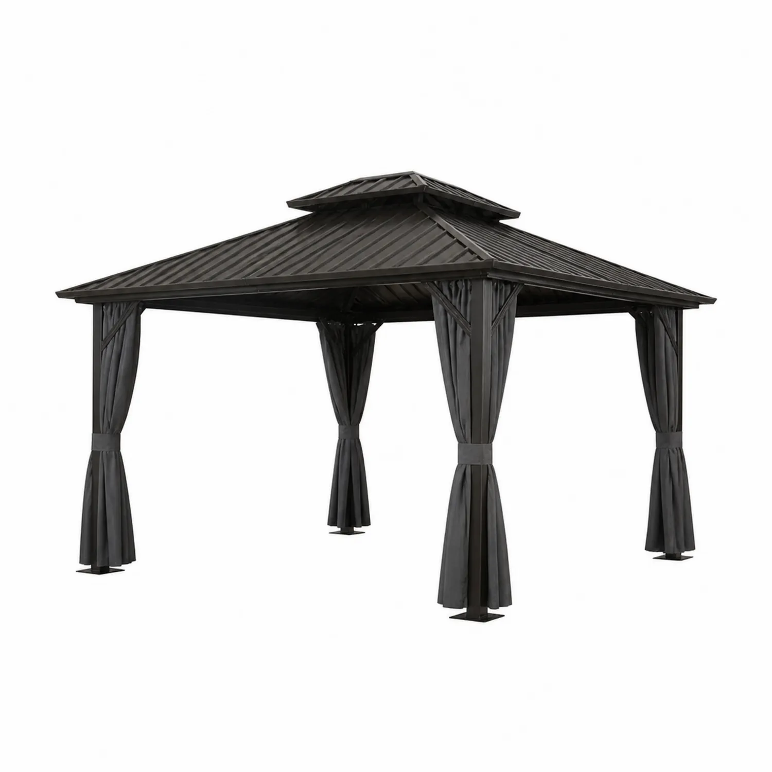 Pavillon de Jardin en Aluminium avec Toit en Acier et Rideaux-Mavtrivaris