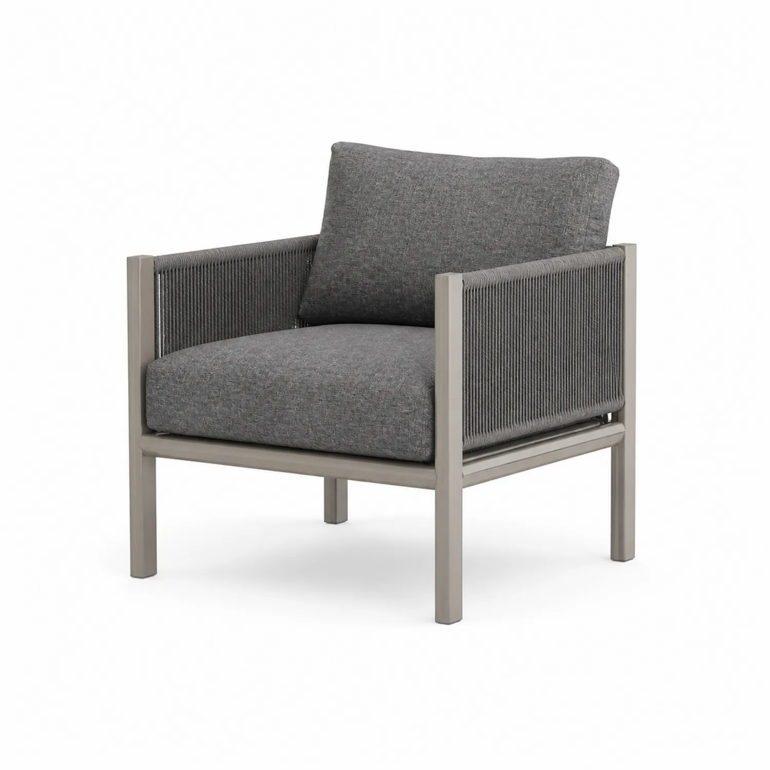 Fauteuil d'extérieur en aluminium avec coussins en tissu gris-Mavtrivaris