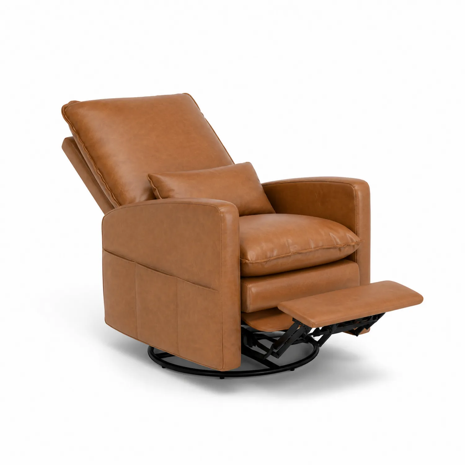 Fauteuil inclinable pivotant en cuir brun-Mavtrivaris