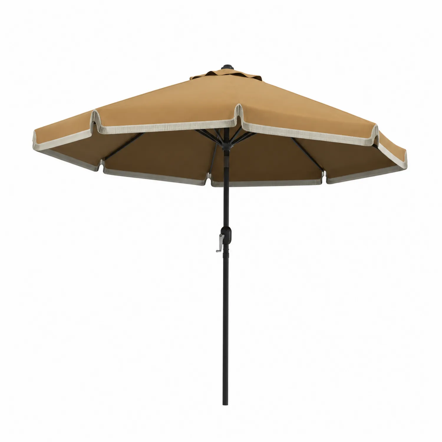 Parasol de jardin rond 3m en polyester marron avec structure en acier-Mavtrivaris