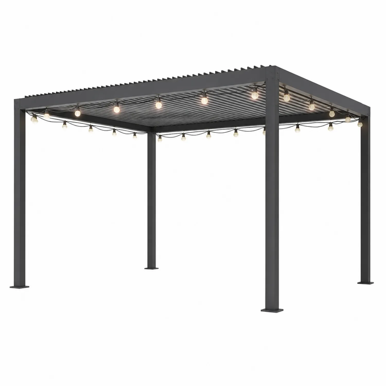 Pergola en métal avec éclairage LED 300 cm x 300 cm x 240 cm Gris-Mavtrivaris