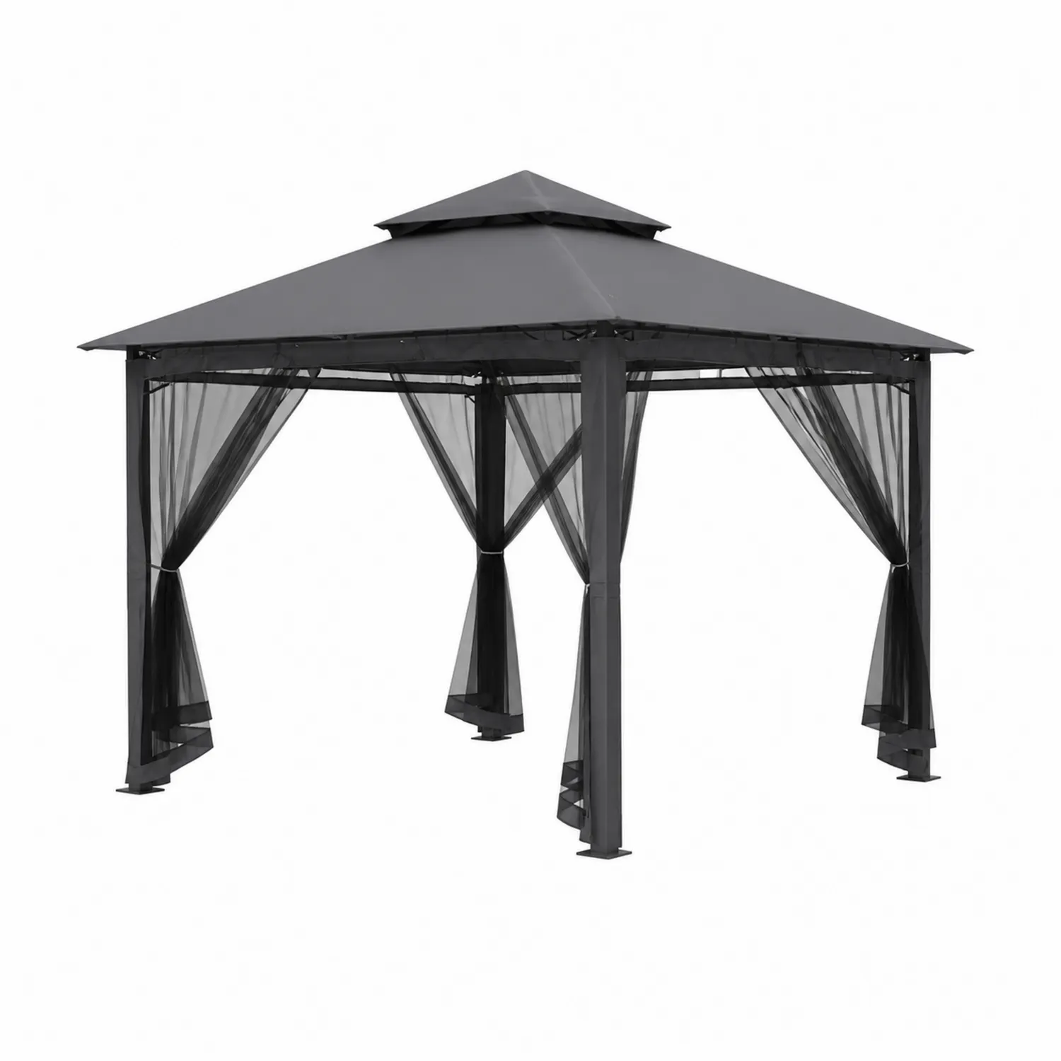 Tonnelle de Jardin en Aluminium avec Toit en Métal Noir-Mavtrivaris
