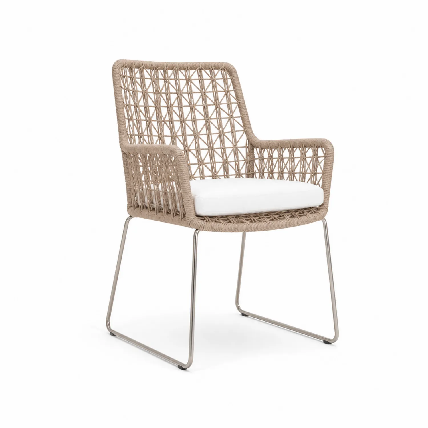 Chaise en acier inoxydable avec corde tressée beige-Mavtrivaris