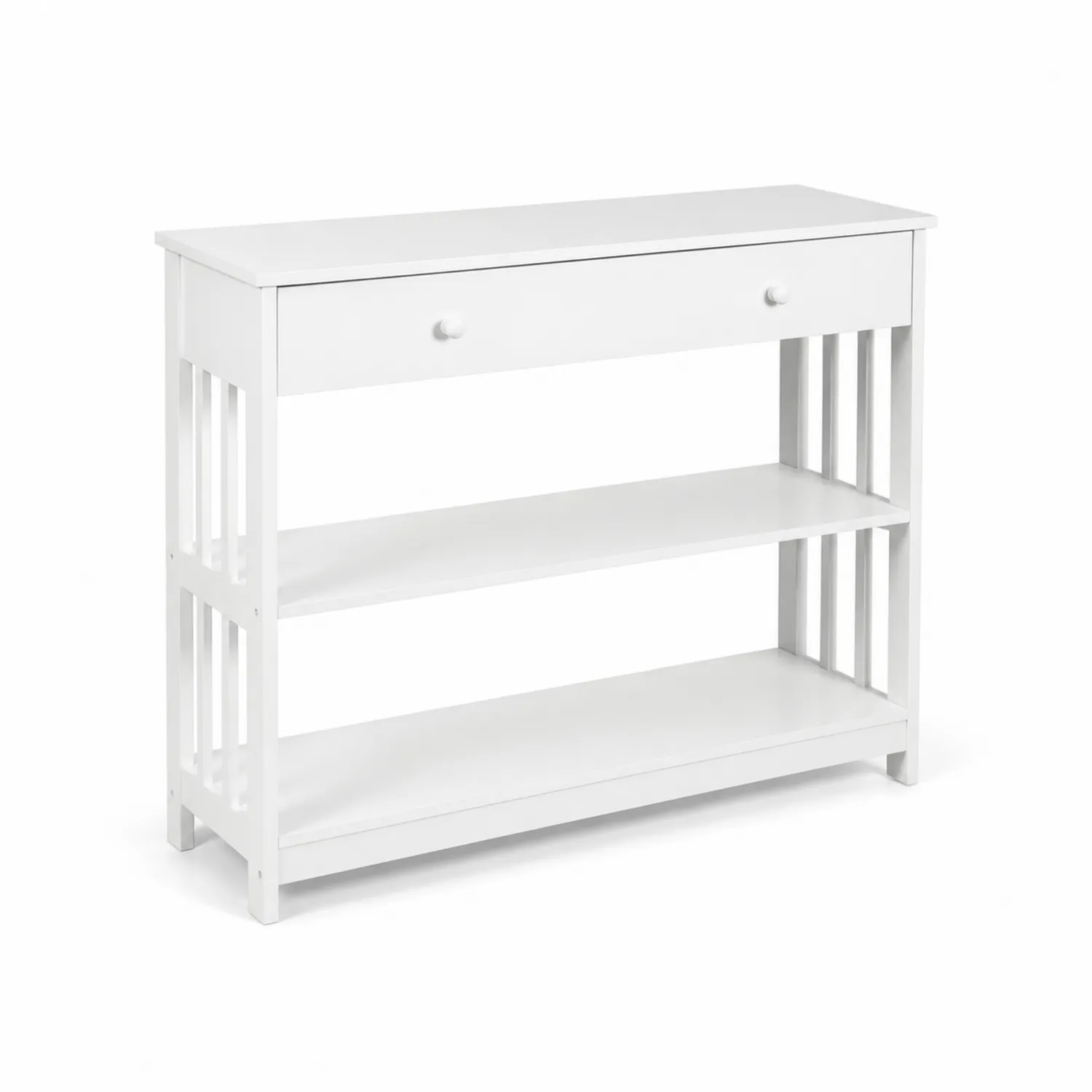 Console en bois avec tiroir et étagères 100x30x80 cm-Mavtrivaris