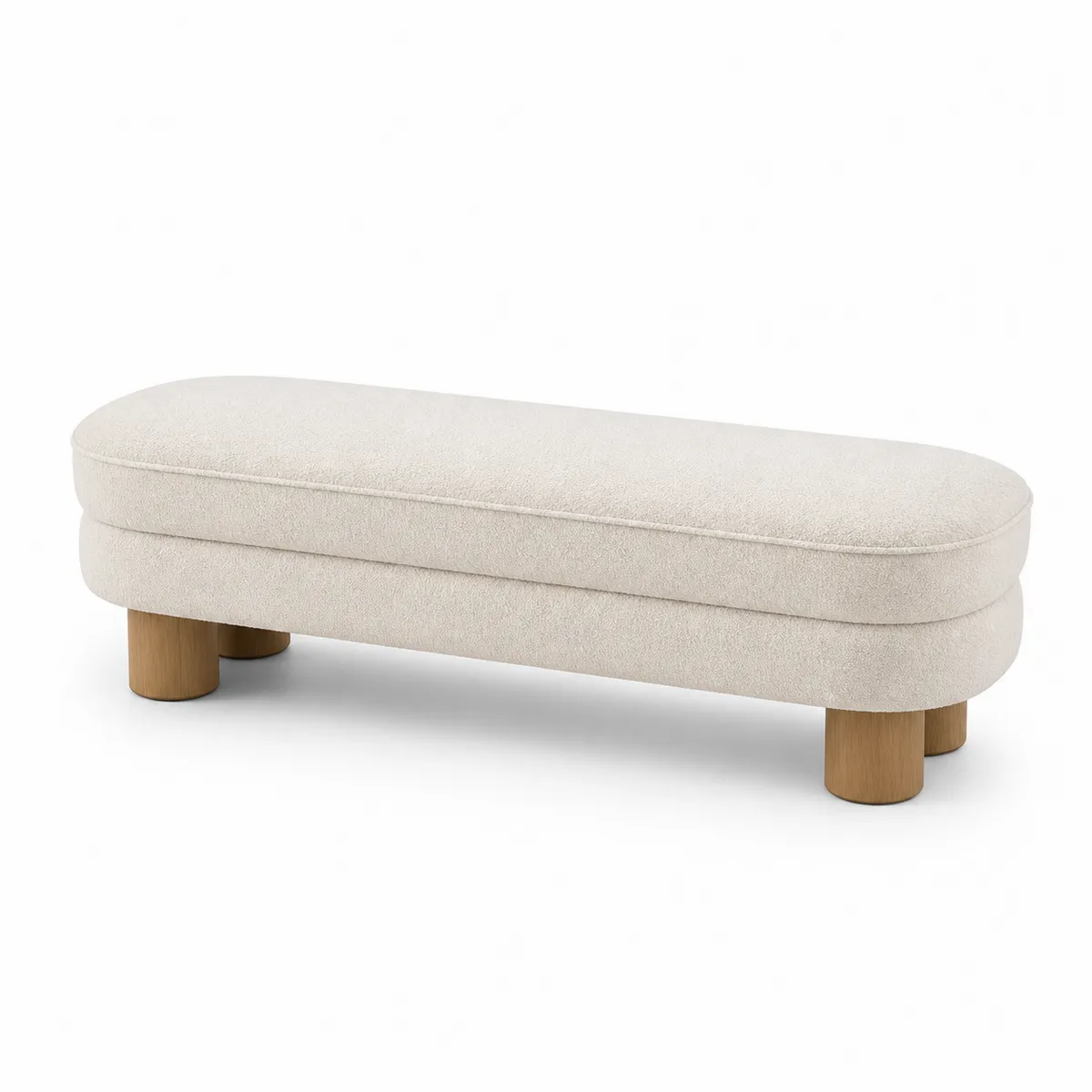 Banc en bois et tissu crème 140 cm-Classicabodee