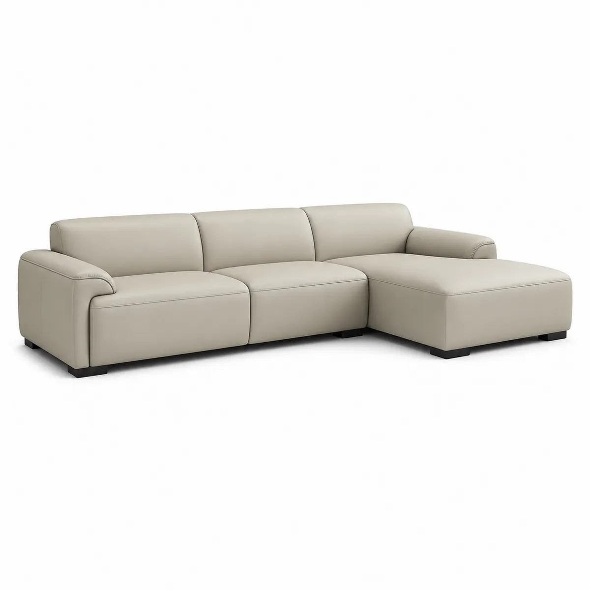 Canapé d'angle en cuir beige 280x170x70 cm-Classicabodee