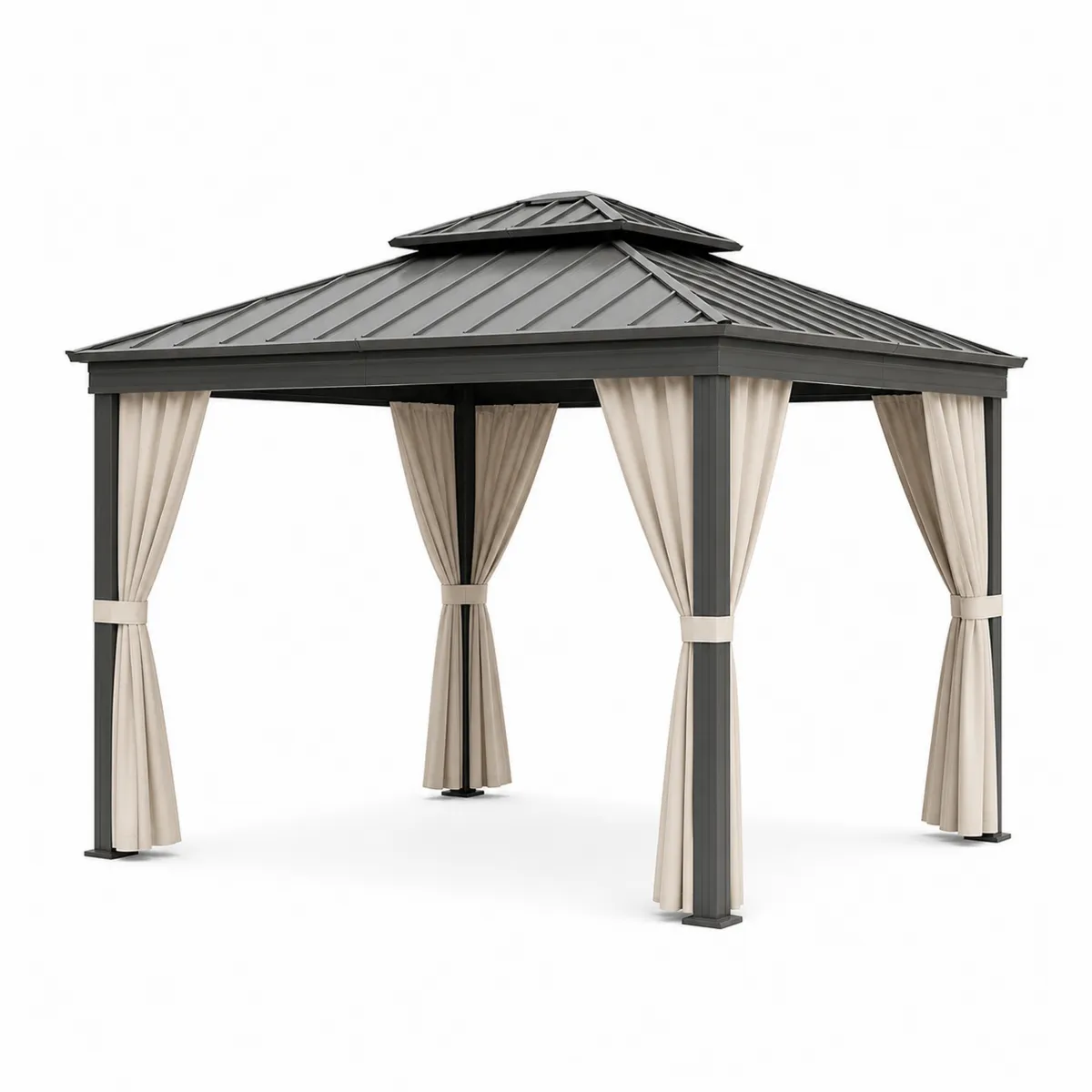 Pavillon de Jardin en Aluminium avec Toit en Acier de 300x400 cm et Rideaux-Classicabodee