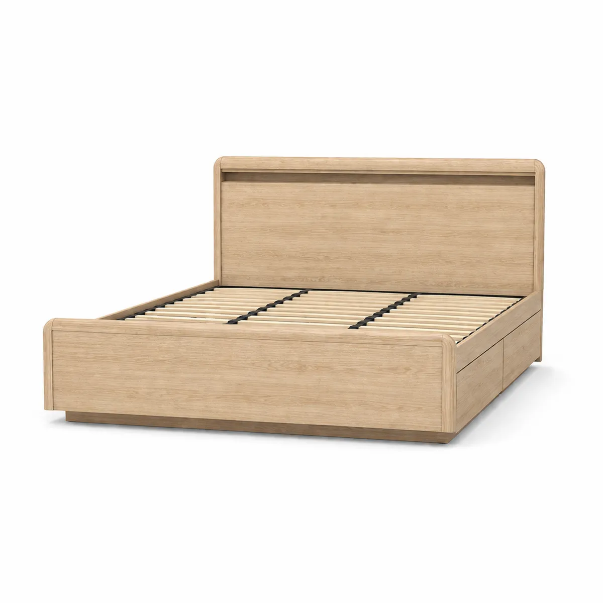 Lit double en bois massif avec rangement 200x160 cm-Classicabodee