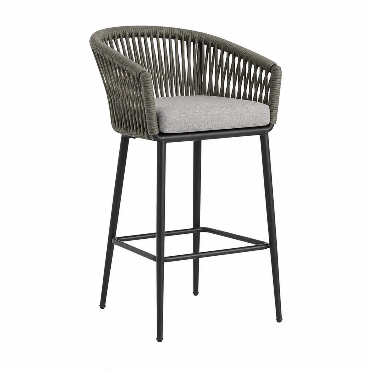 Chaise de bar extérieure en métal et corde avec coussin en tissu polyester-Classicabodee