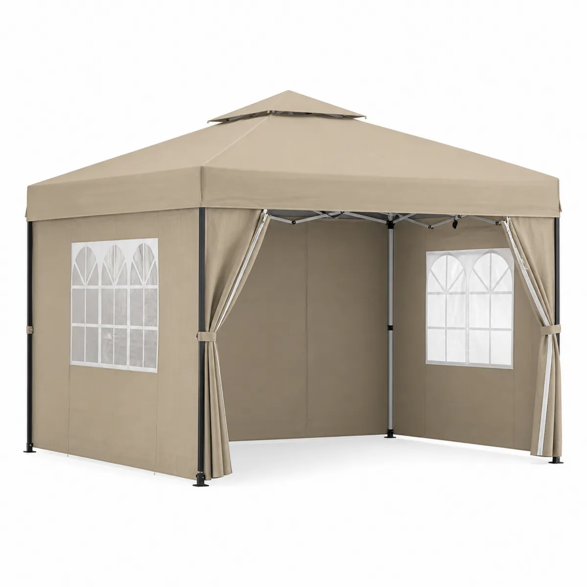 Tente Pliante en Métal et Polyester Beige 3x4m-Classicabodee