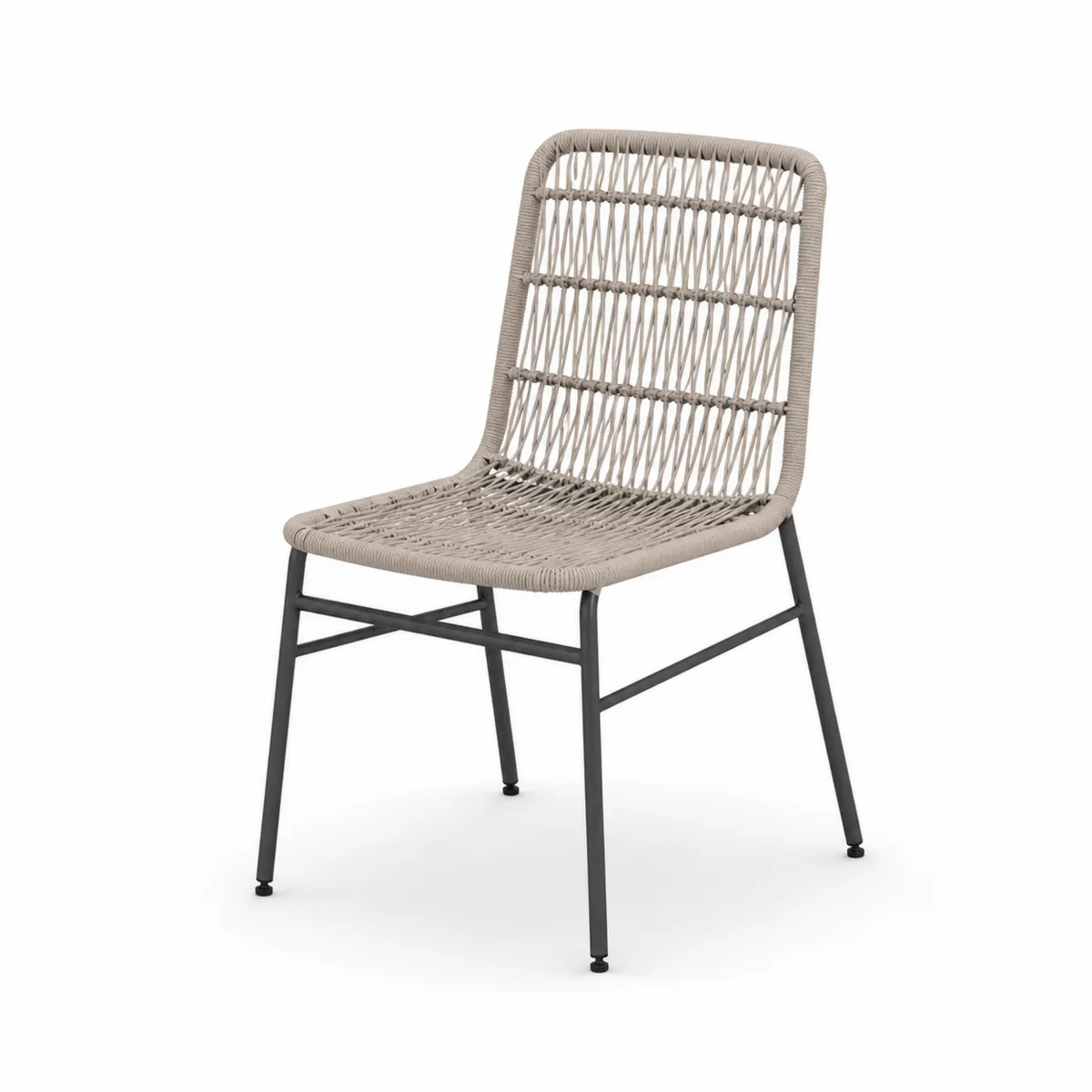 Chaise en corde synthétique et acier Beige 45x56x83 cm-Classicabodee