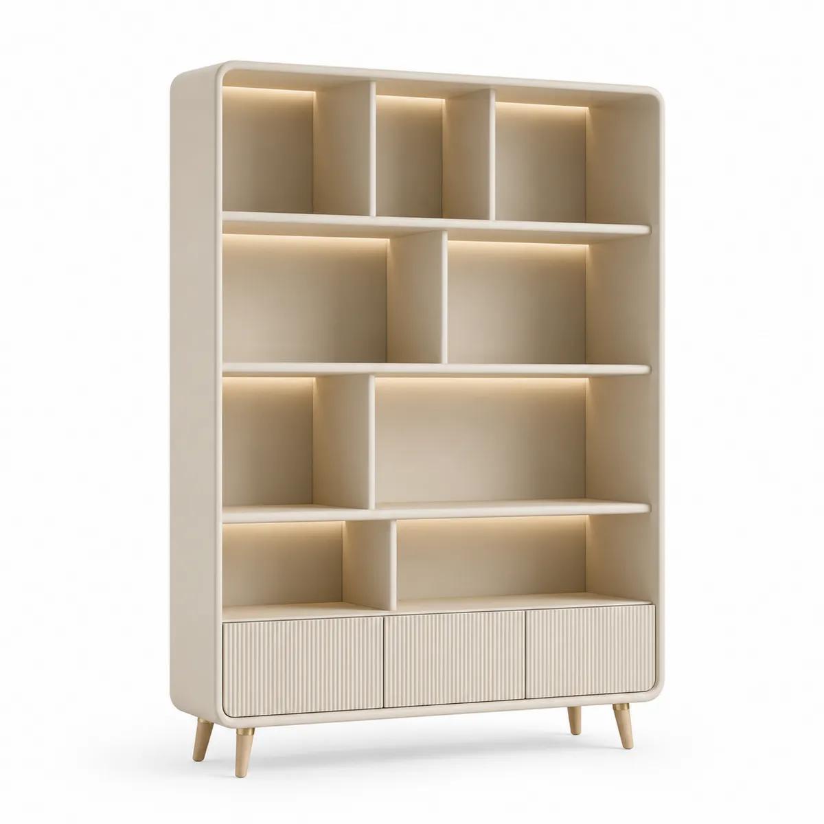 Étagère en bois avec éclairage LED Beige 180x120x30 cm-Classicabodee
