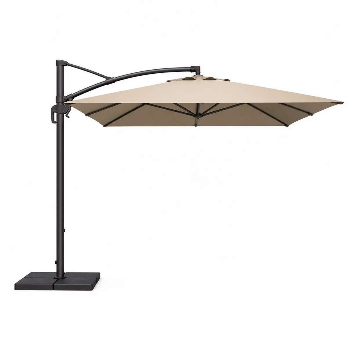 Parasol Rectangulaire 3x4m Beige Aluminium et Polyester-Classicabodee
