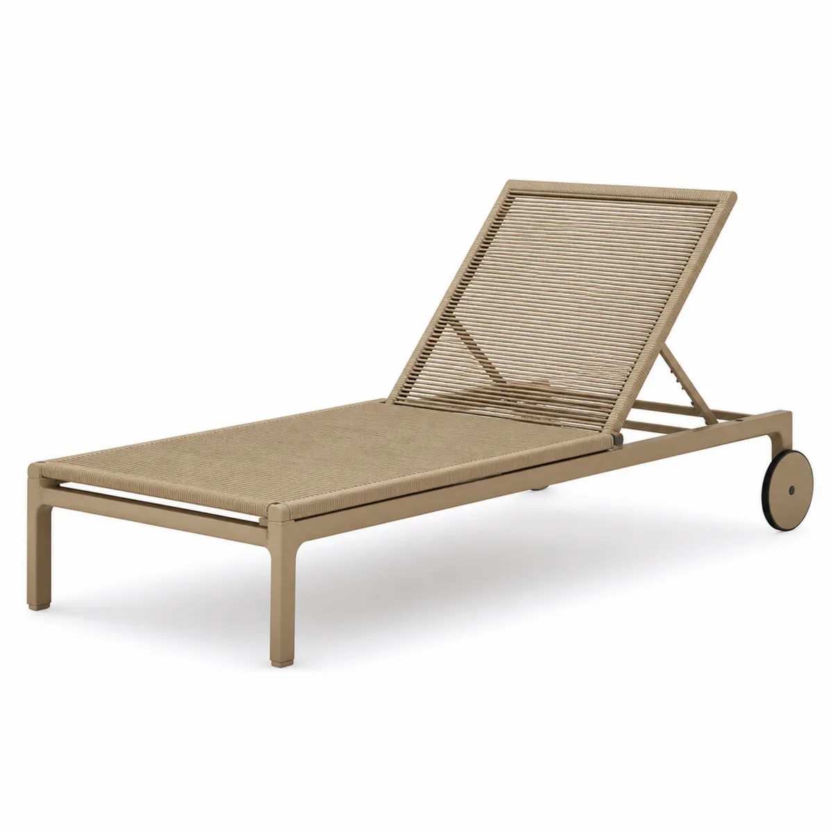 Chaise longue de jardin en aluminium et corde beige-Classicabodee