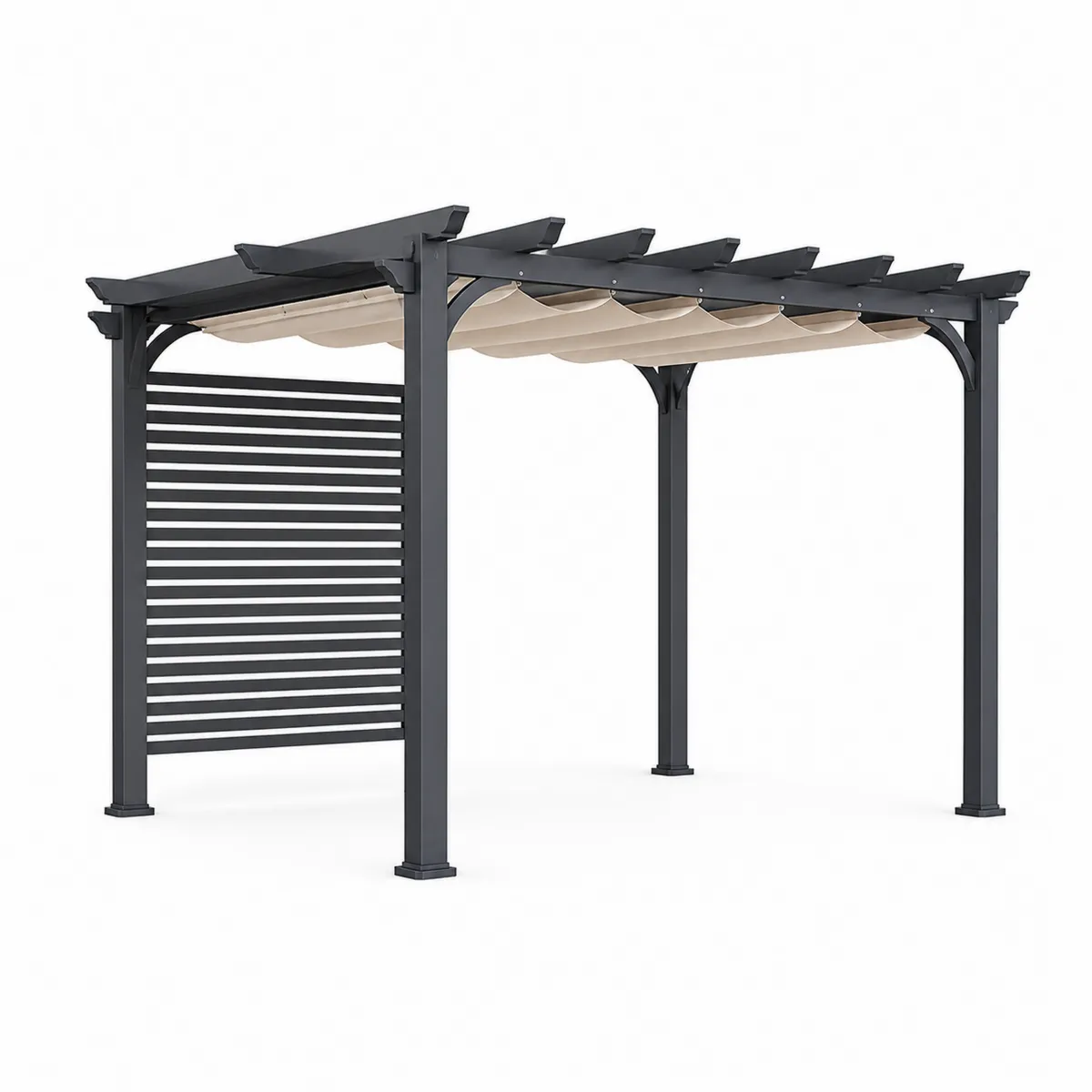 Pergola en Aluminium avec Toit Rétractable 300x400 cm Anthracite/Beige-Classicabodee