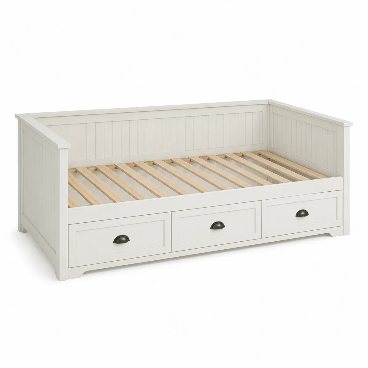Lit banquette en bois avec tiroirs Blanc 200x90 cm-Classicabodee