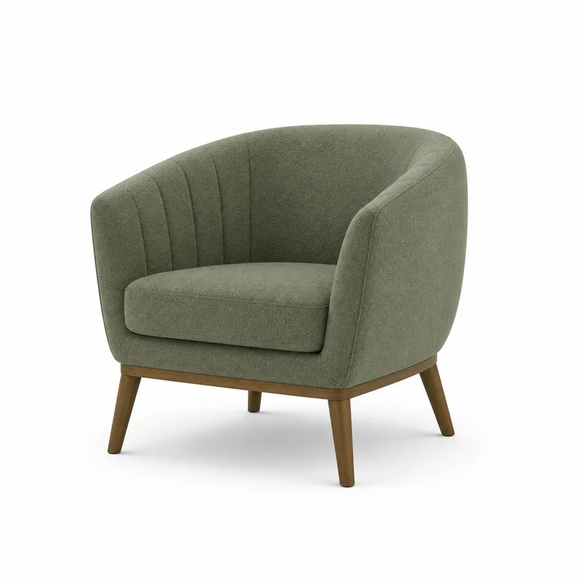 Fauteuil en bois et polyester vert-Classicabodee