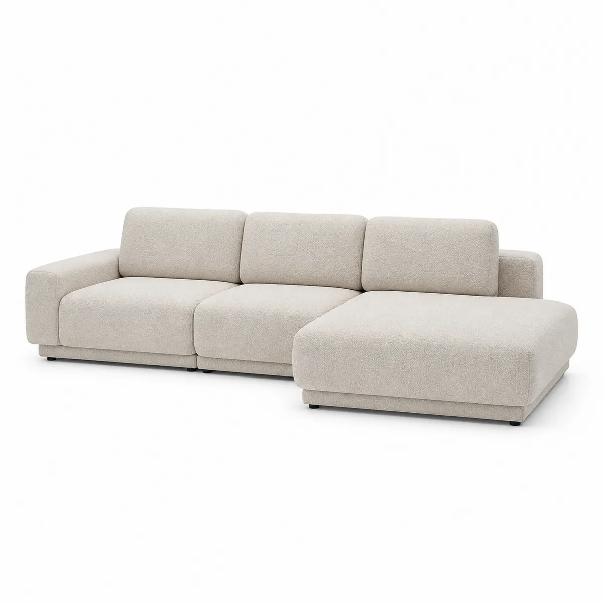 Canapé d'angle en tissu Beige avec méridienne-Classicabodee