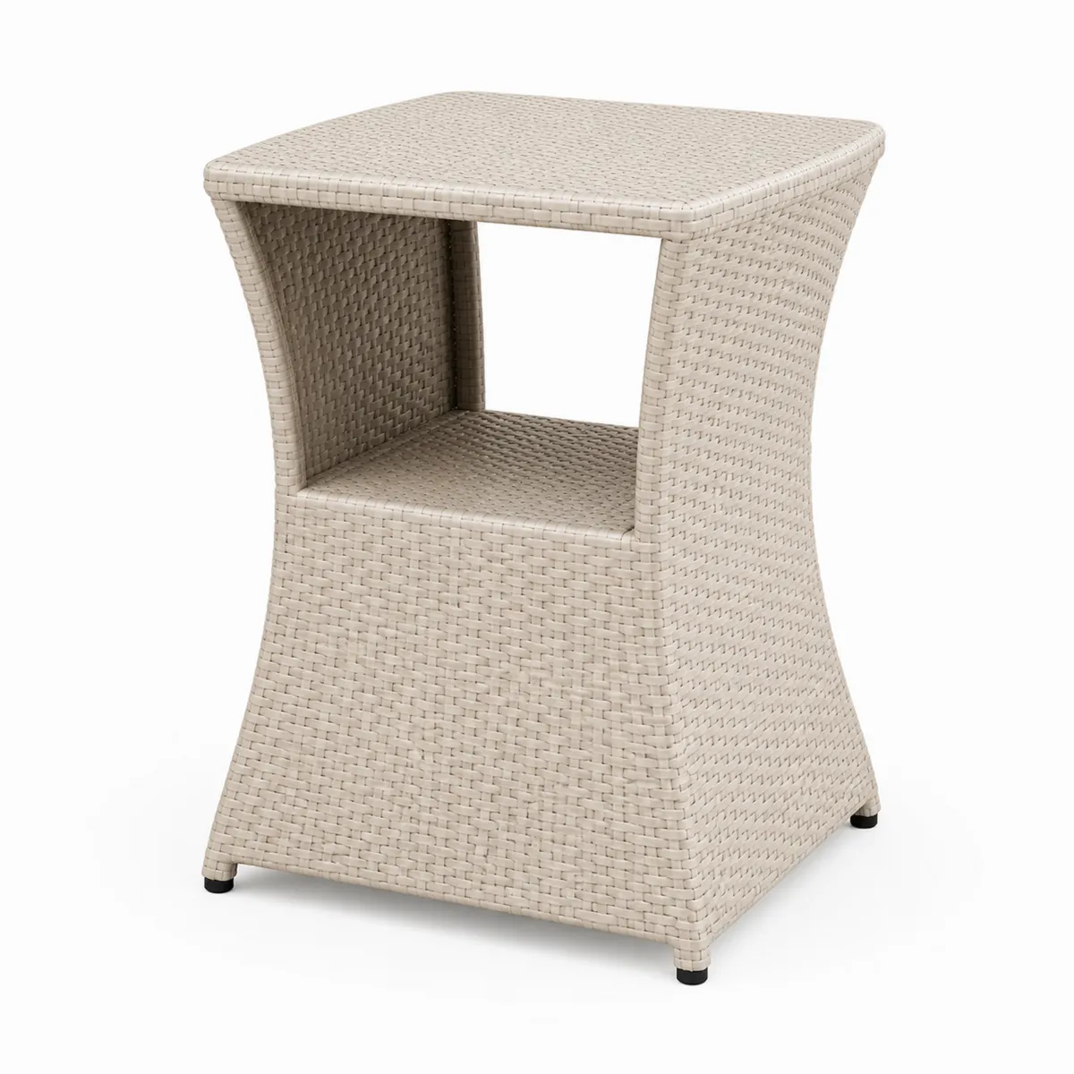 Table d'appoint en résine tressée 40x40x60 cm Beige-Classicabodee