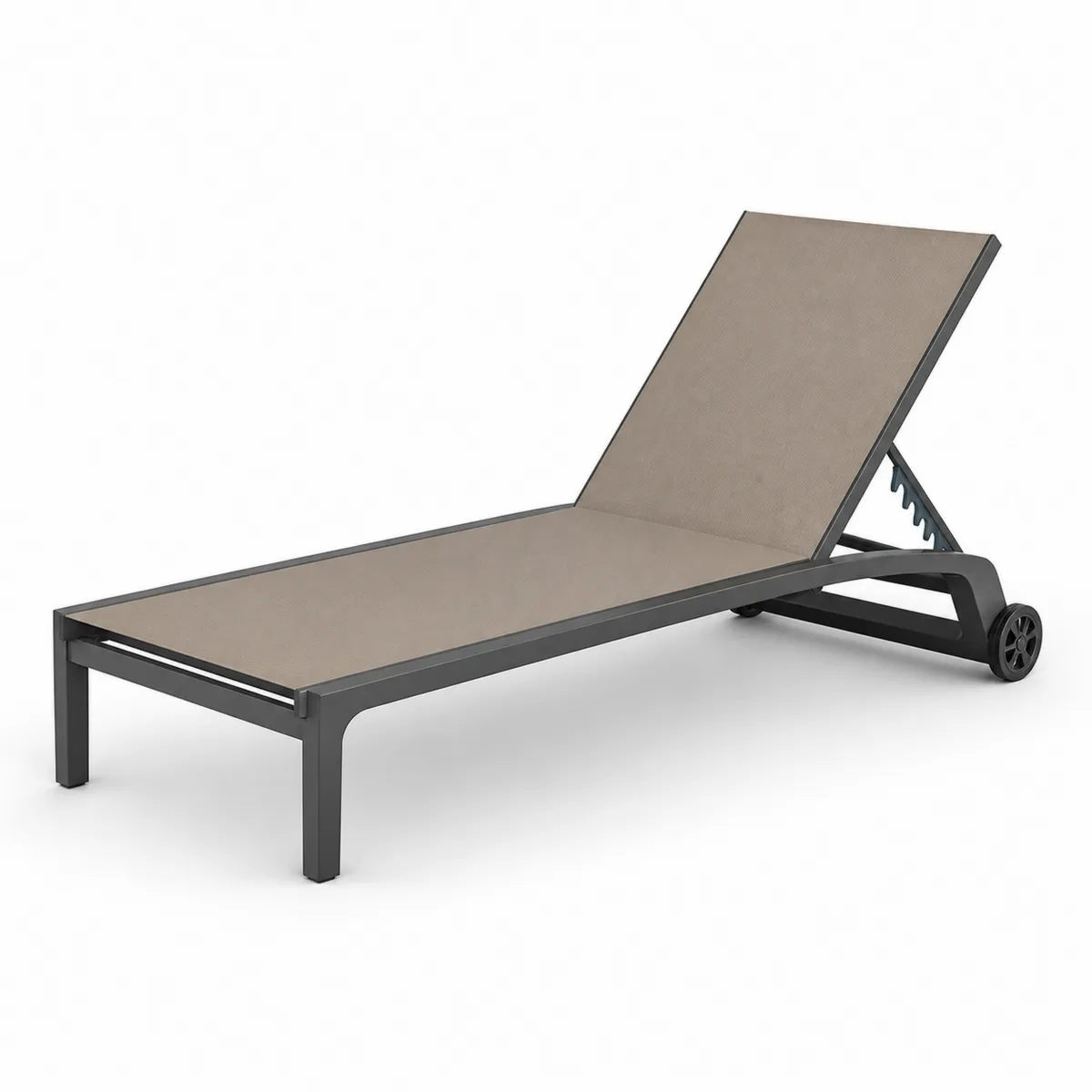 Chaise longue de jardin en métal avec textilène beige-Classicabodee