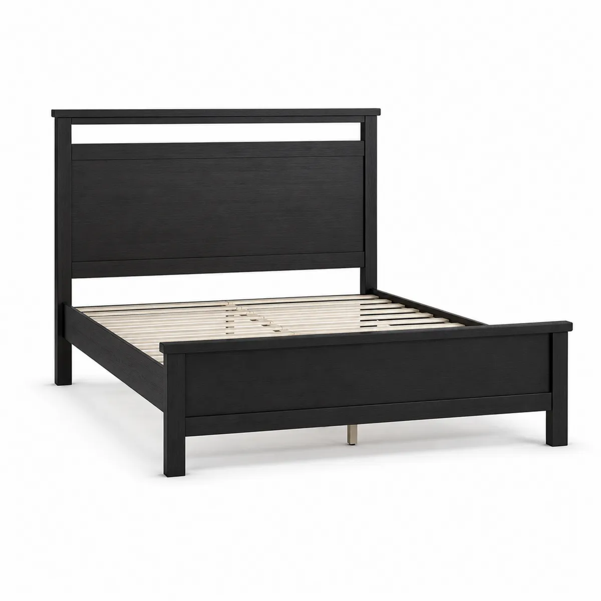 Lit en bois massif noir 200x160 cm-Classicabodee