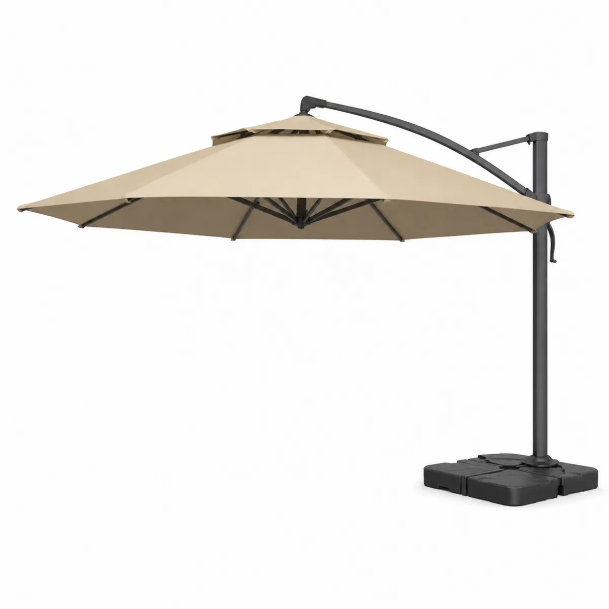 Parasol déporté octogonal 300 cm polyester Beige aluminium-Classicabodee