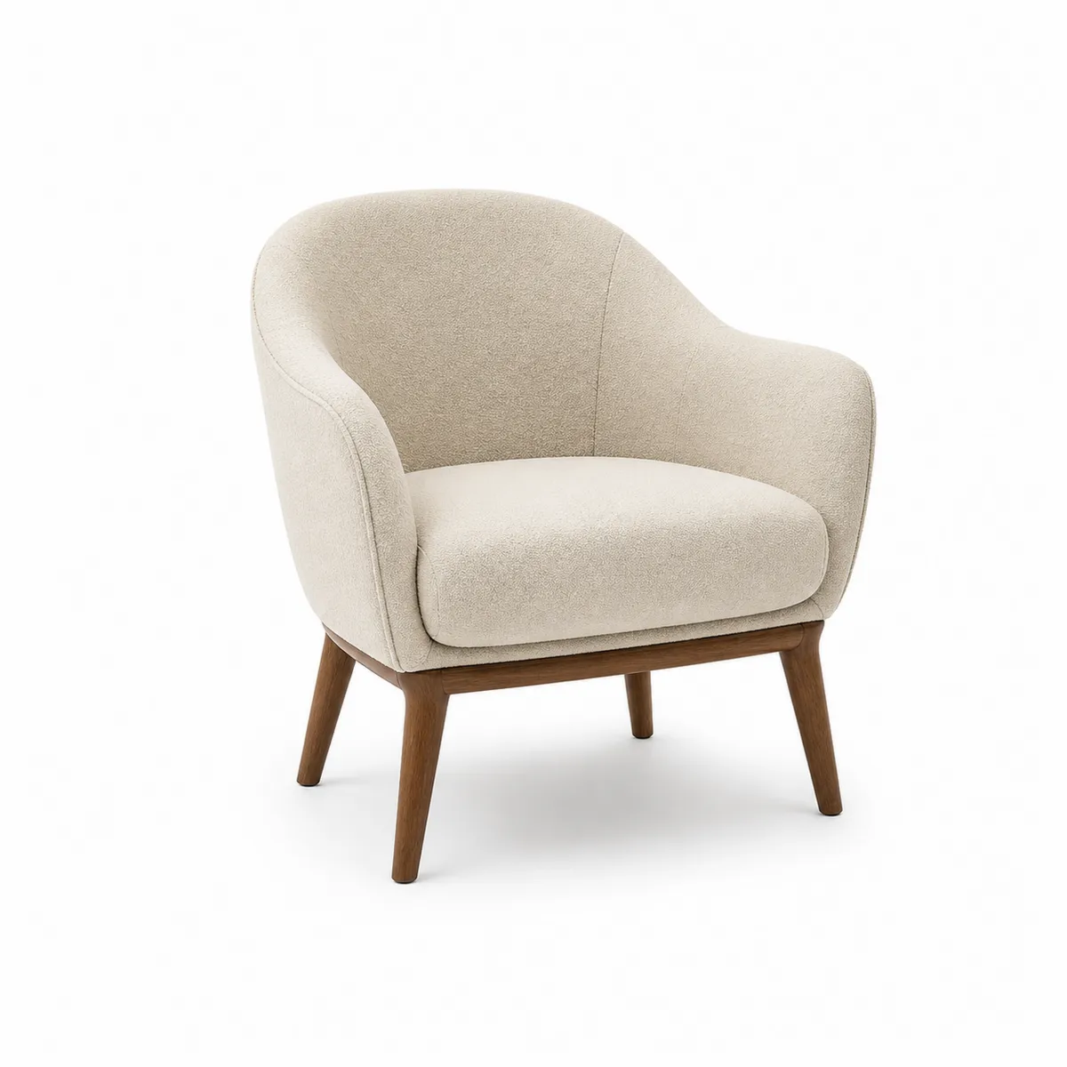 Fauteuil en tissu Beige avec pieds en bois-Classicabodee