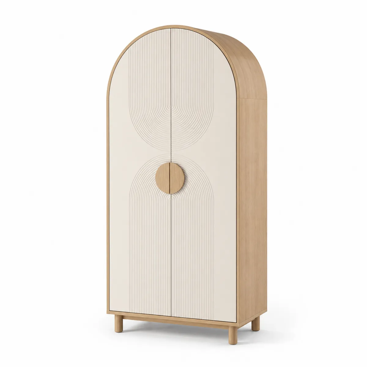 Armoire en bois de chêne à deux portes avec motifs géométriques-Classicabodee