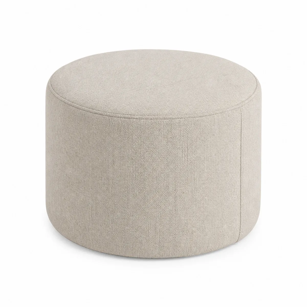 Pouf rond en tissu polyester Gris clair-Classicabodee
