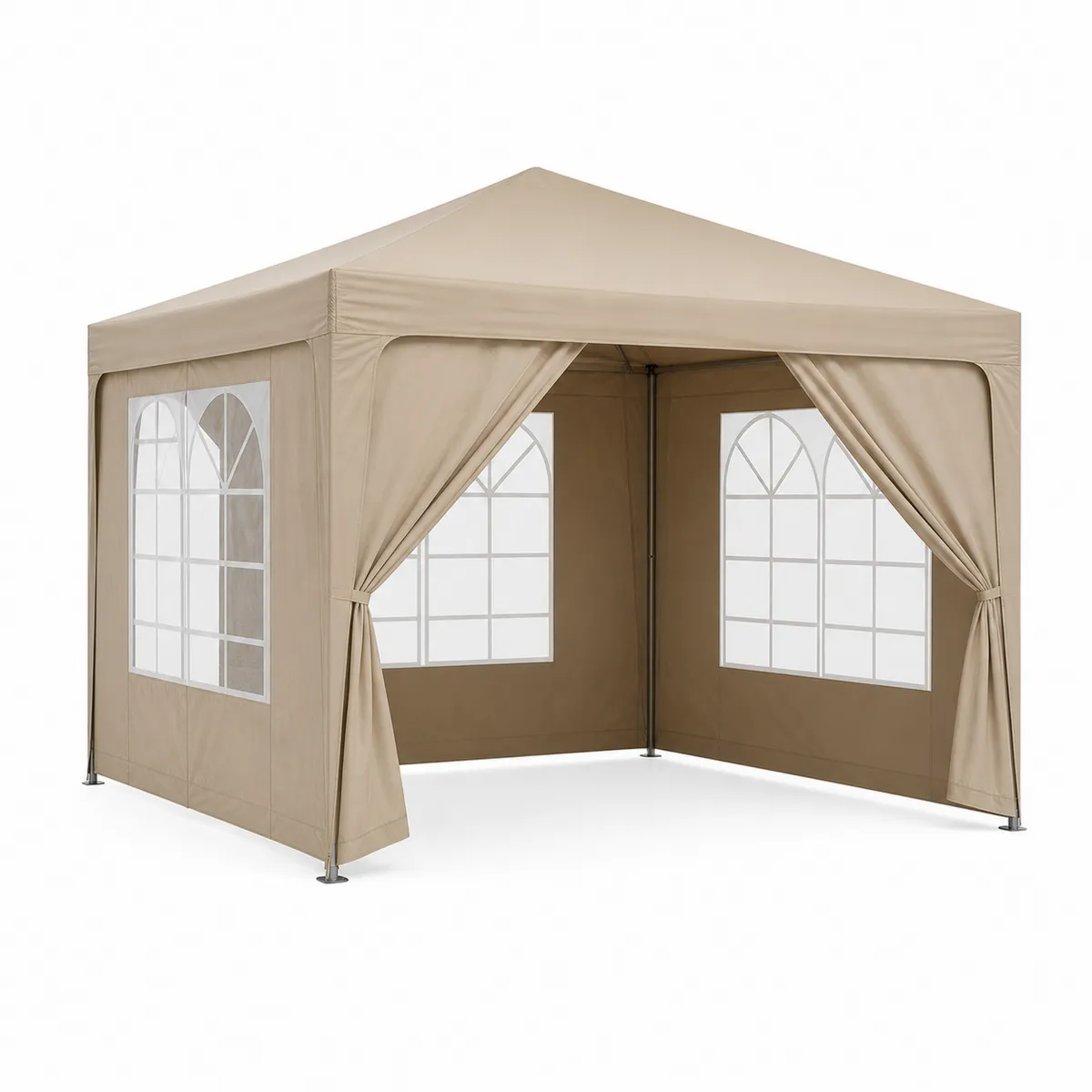 Pavillon pliant carré 3x3m en acier et polyester beige-Classicabodee
