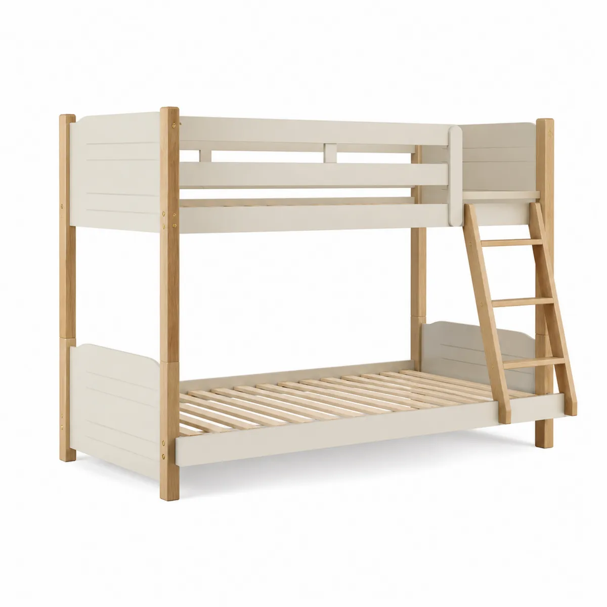 Lit superposé en bois de pin et MDF Blanc / Bois naturel-Classicabodee