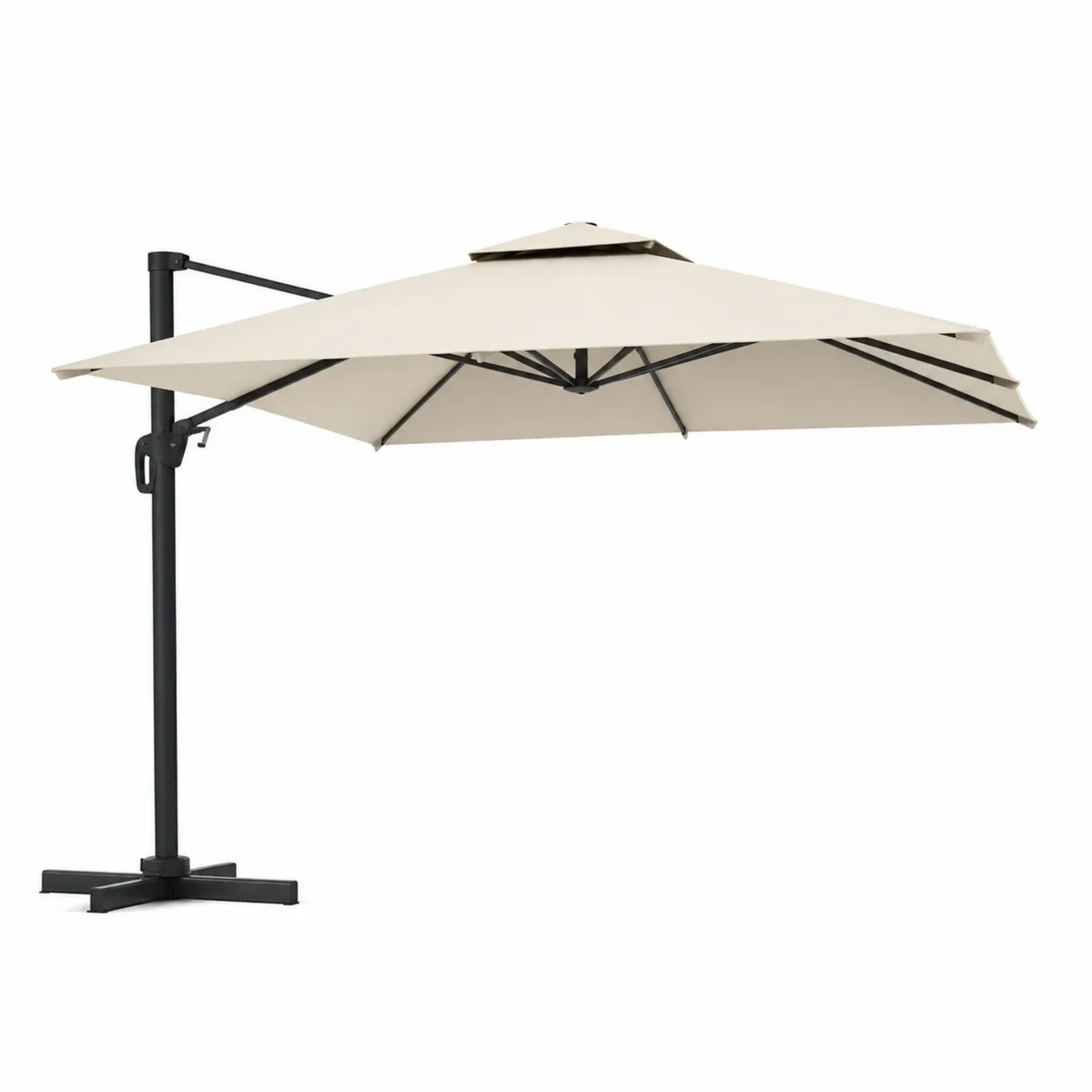 Parasol déporté en aluminium, toile polyester Beige 3m-Classicabodee