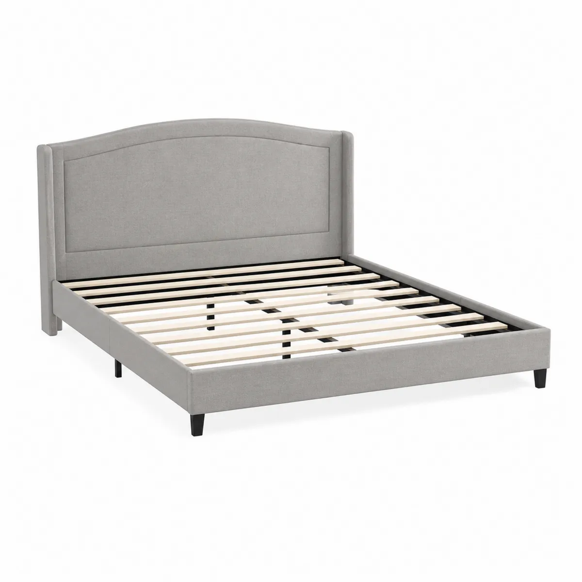 Lit double en tissu avec tête de lit gris 200x160 cm-Classicabodee