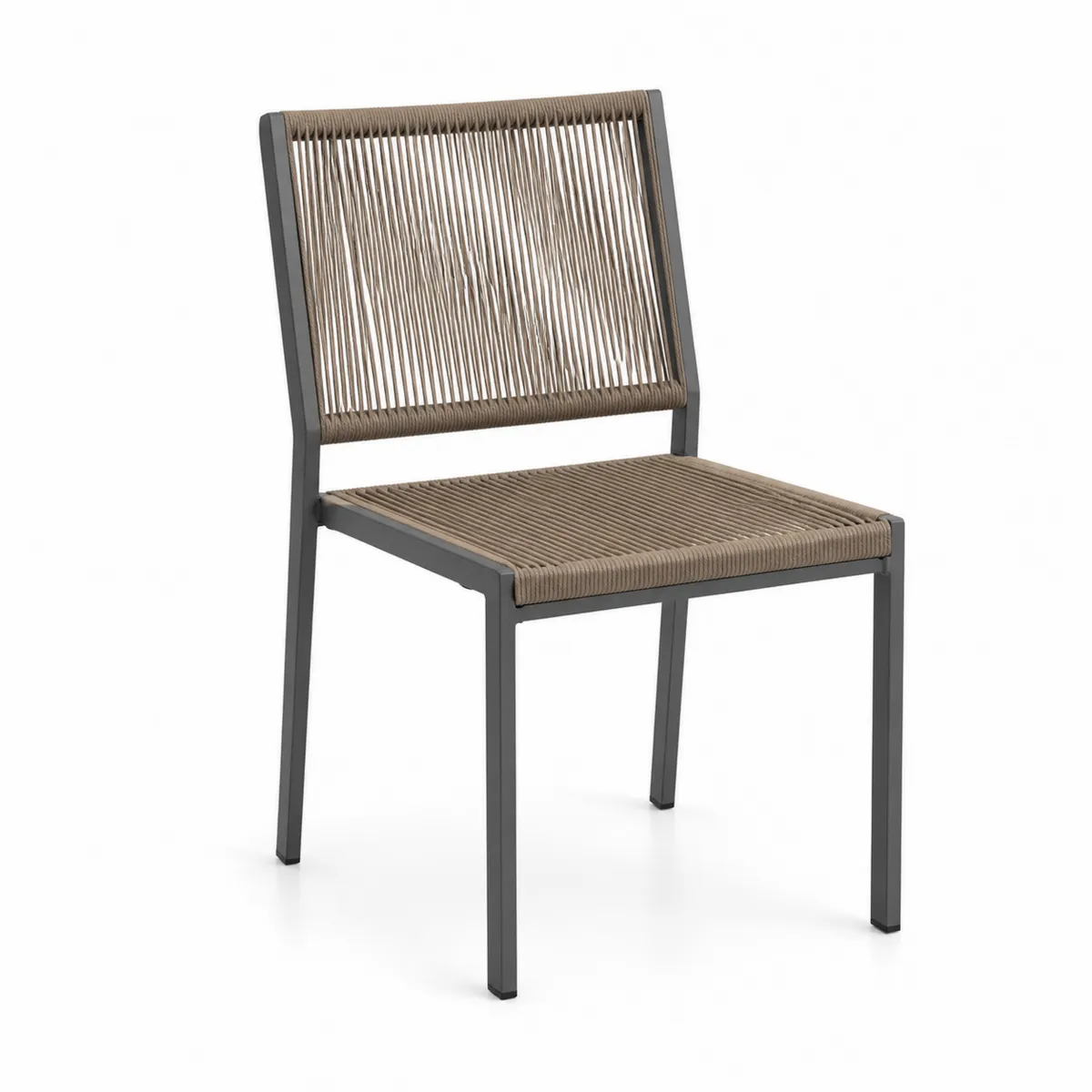 Chaise en aluminium et corde synthétique Beige/Gris 85x56x60 cm-Classicabodee
