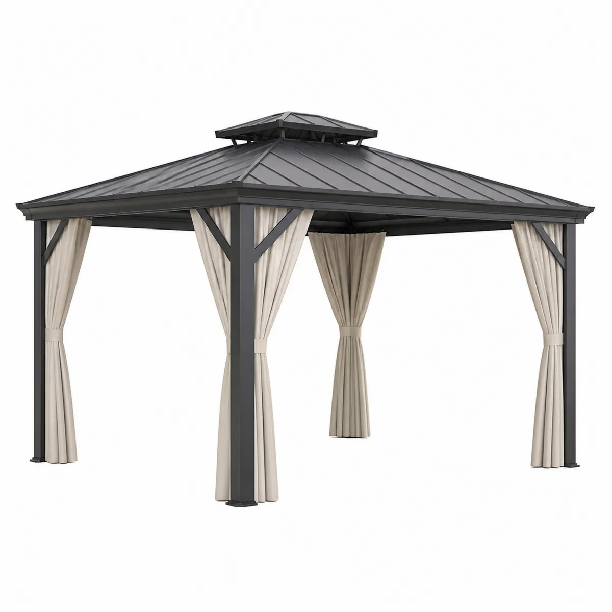 Pavillon en aluminium avec toit en acier et rideaux en polyester-Classicabodee